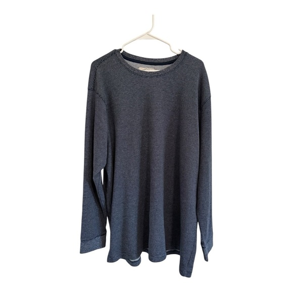 St Johns Bay Super Soft Long Sleeve Gray Blue Striped Shirt 3XL Cotton Blend - Picture 1 of 3